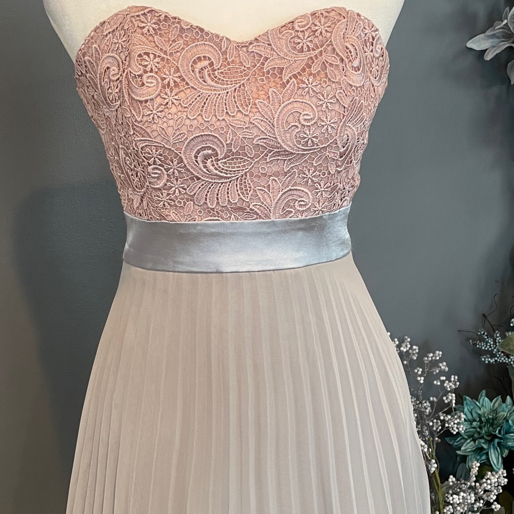 Rose gold/silver knee length dress. Size 4. Worn once, in excellent condition.
